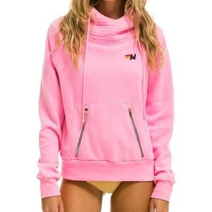 Aviator Nation Pink Hoodie with Embroidered Logo